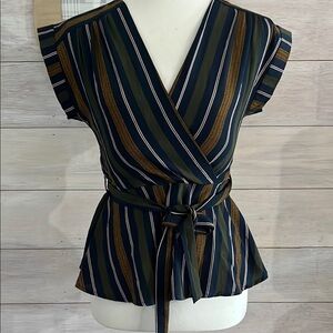 Monteau Striped Wrap Top S
